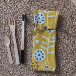 Etui imperméable brosse à dent/dentifrice motif feuillage
