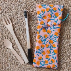 Etui imperméable brosse à dent/dentifrice petits fruits oranges