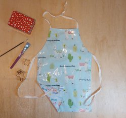 Tablier cuisine enfant évolutif reversible, lama et sirenes