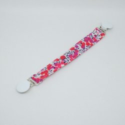 Attache doudou bebe fleurs Liberty Wiltshire rouge