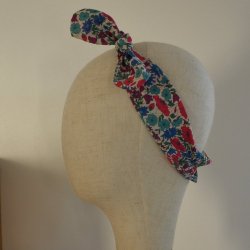 Bandeau à nouer taille ajustable  liberty Poppy and Daisy canard