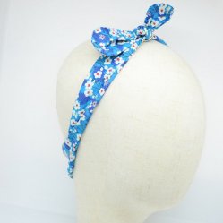 Bandeau à nouer taille ajustable liberty Mitsi Blue Deep