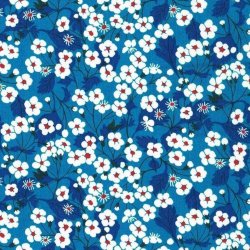 Bracelet tissu à nouer Liberty Mitsi blue pour cadran montre