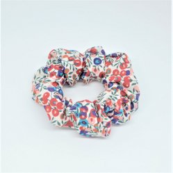 Chouchou cheveux scrunchie liberty Wiltshire rouge et bleu