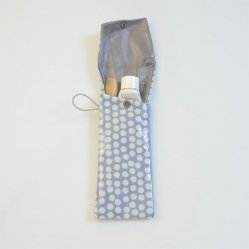 Etui imperméable pour brosse à dent et dentifrice bleu à pois