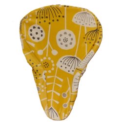 Housse selle vélo, imperméable en tissu jaune à motif fleurs