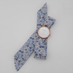 Montre femme bracelet à nouer tissu floral bleu Liberty Eloise bleu