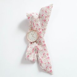 Montre enfant foulard ruban à nouer bracelet Liberty Eloise rose