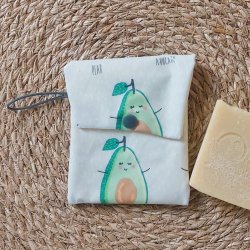 Pochette carre savon solide mini trousse avocat