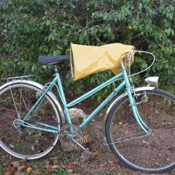 Protege mains guidon vélo impermeable enduit moutarde et doublé polaire grise COMMANDE Fernand NICOLLE