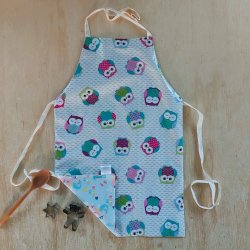 Tablier enfant cuisine imperméable Réversible XL chouette et sirenes