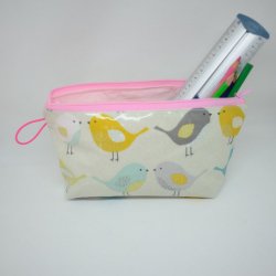 Trousse scolaire oiseaux école ou trousse de toilette, grande taille, motif oiseaux